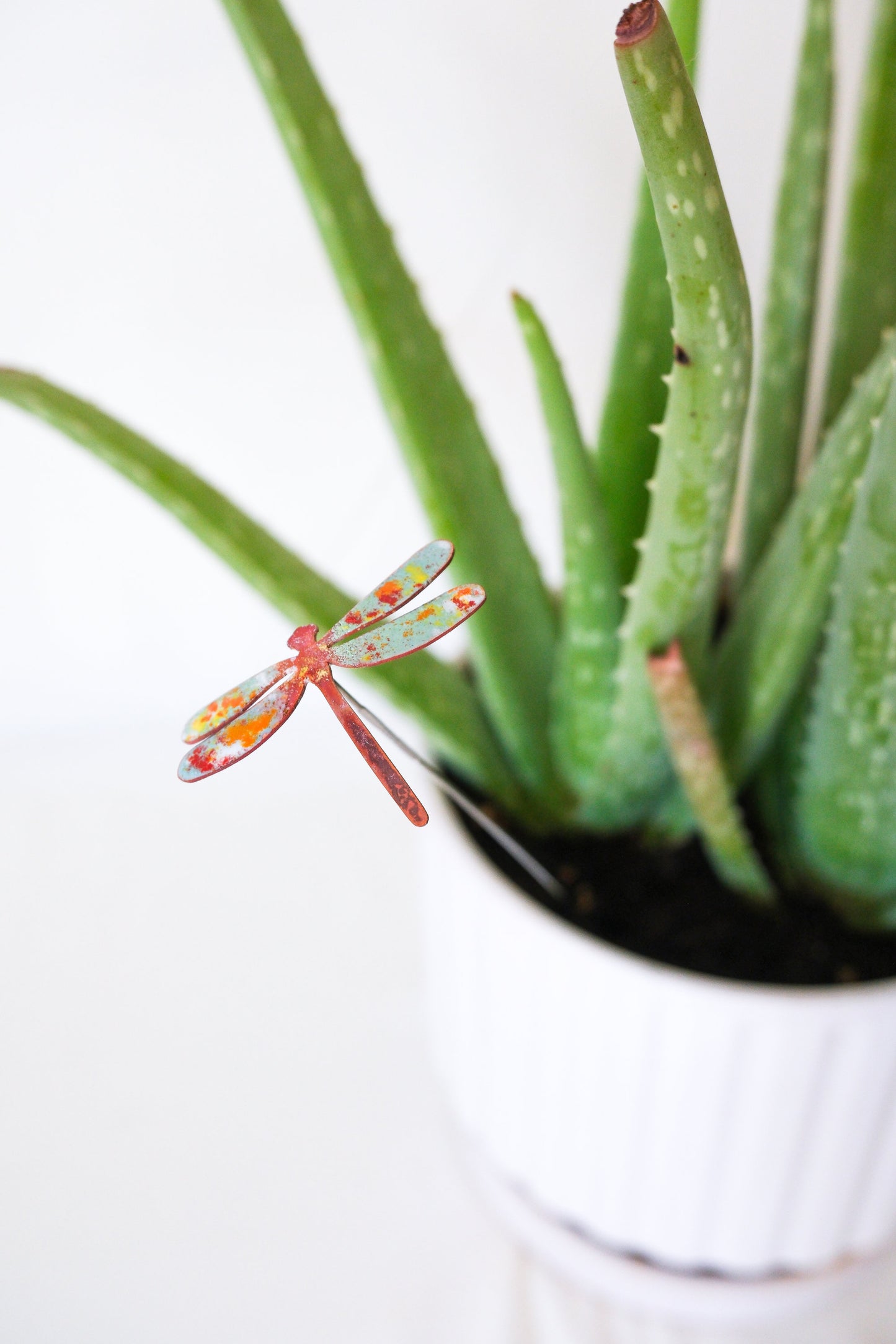 Mini Dragonfly Enamel Garden Stake