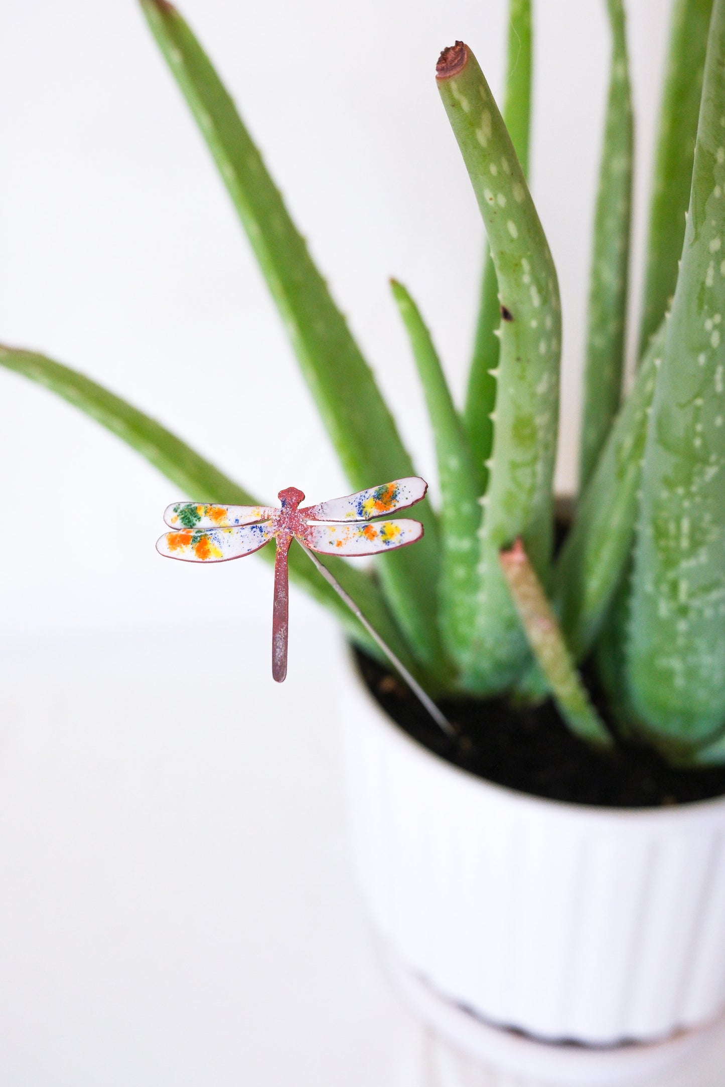 Mini Dragonfly Enamel Garden Stake