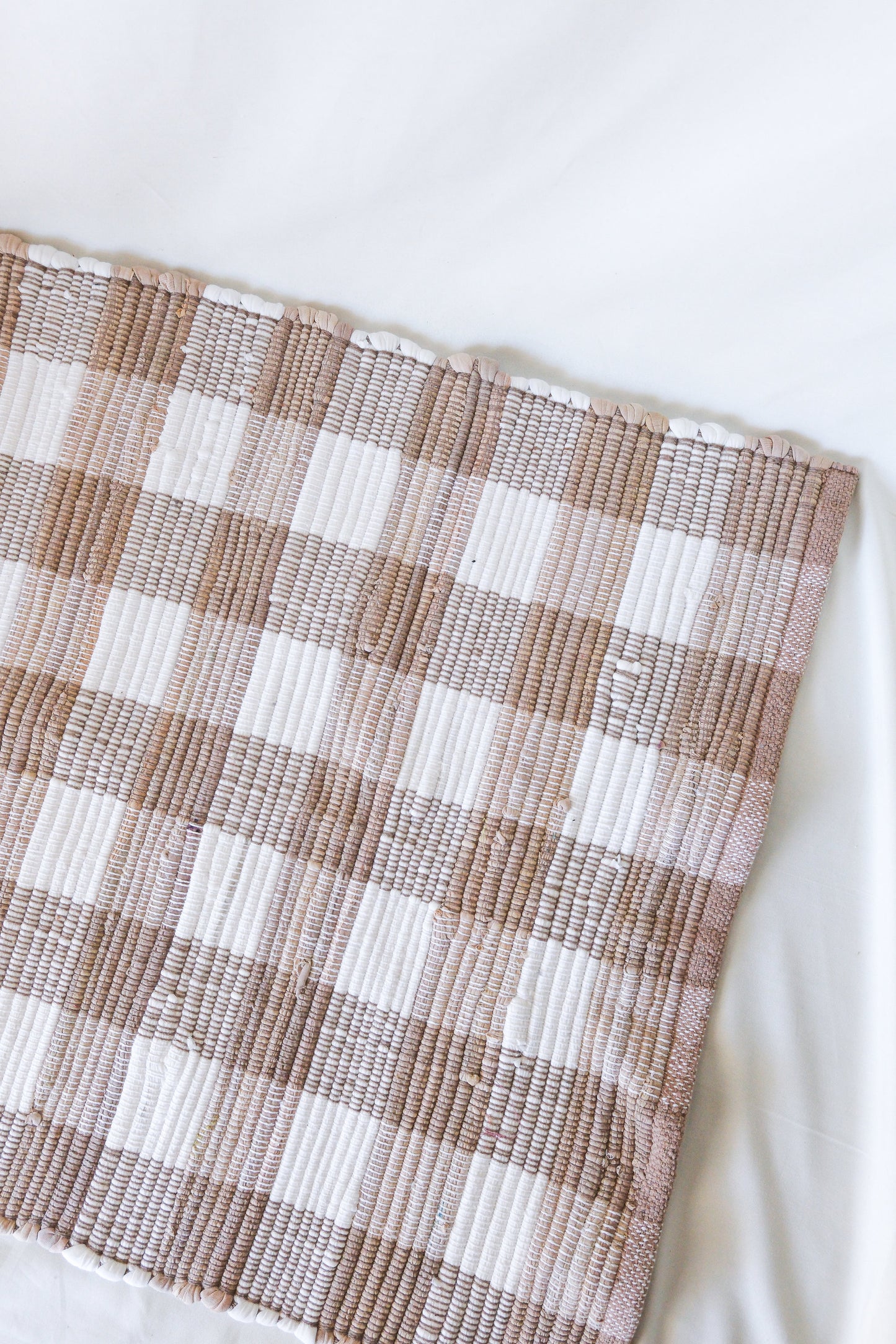 Beige & Cream Gingham Buffalo Check Rug