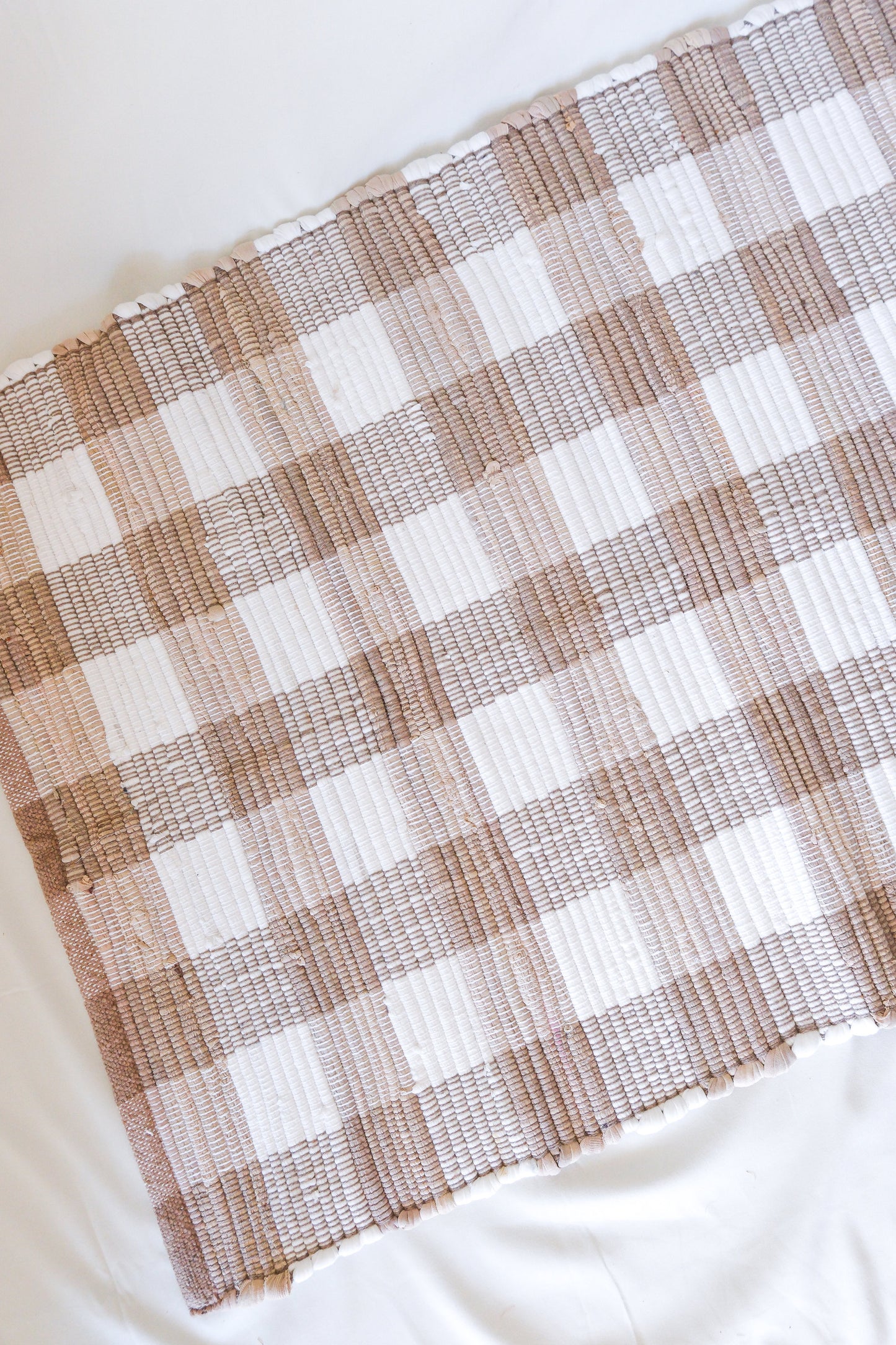 Beige & Cream Gingham Buffalo Check Rug