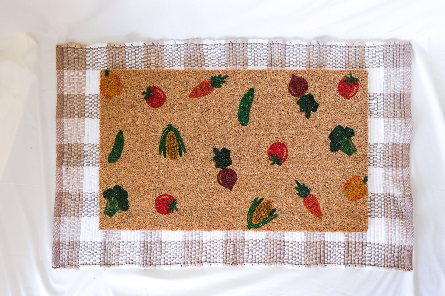 Beige & Cream Gingham Buffalo Check Rug