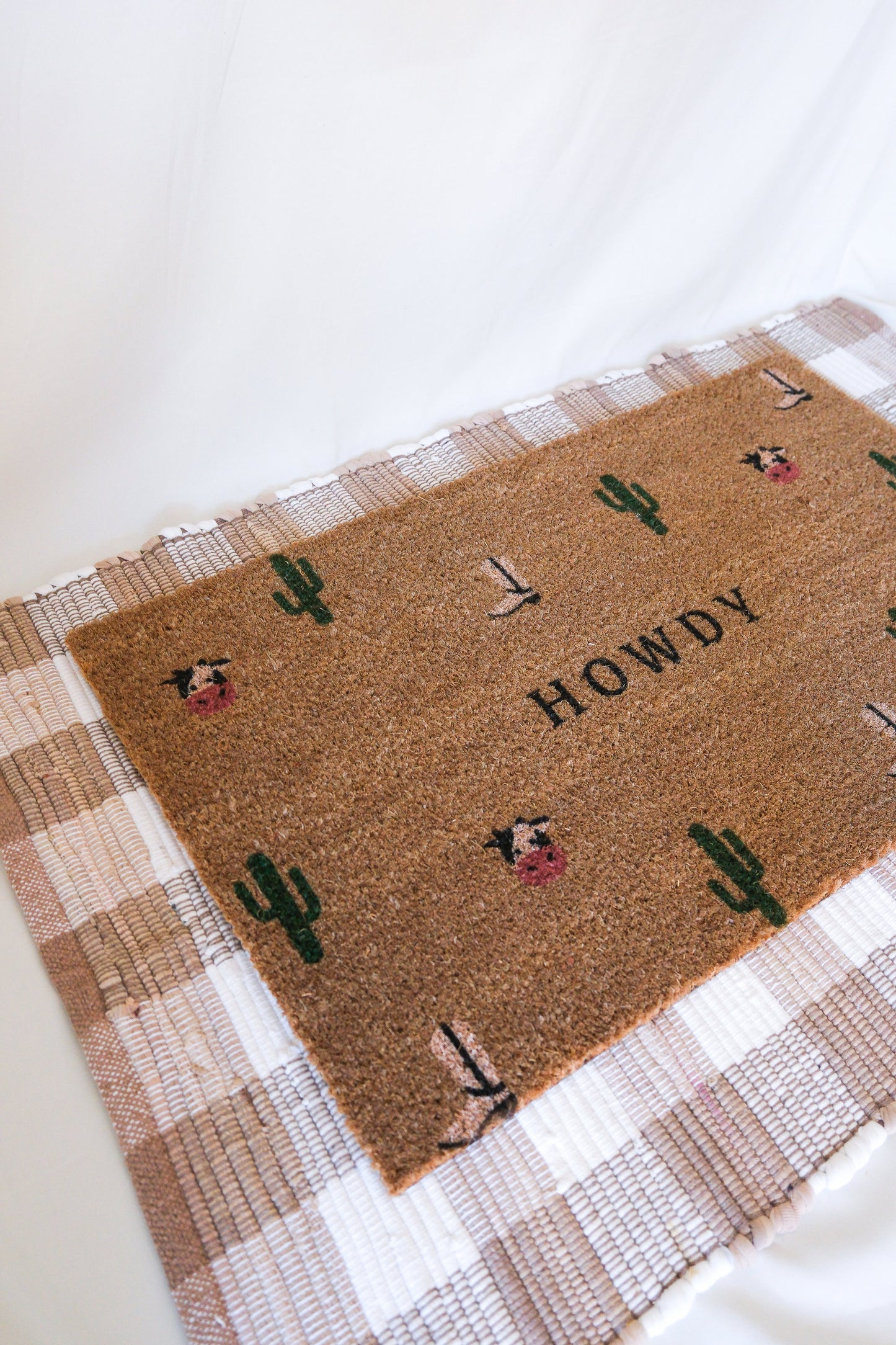 Beige & Cream Gingham Buffalo Check Rug