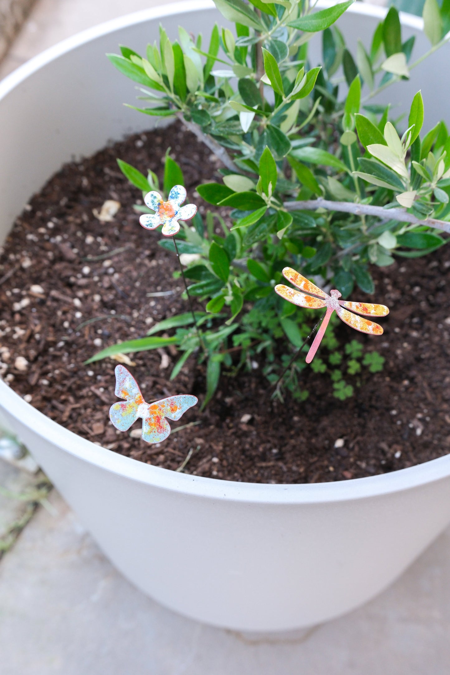 Mini Dragonfly Enamel Garden Stake