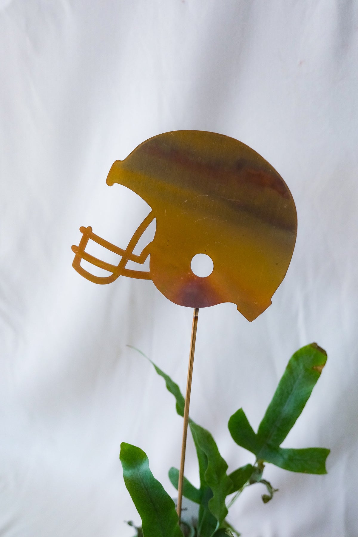 Copper Football Helmet Garden Stake