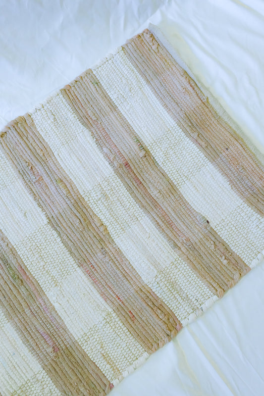 Beige Gingham Check Rug