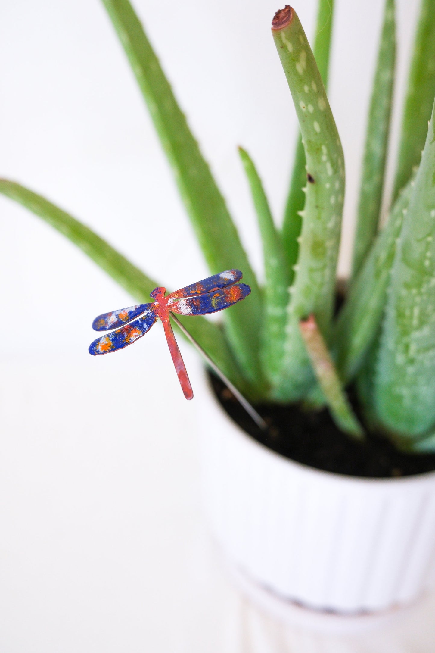 Mini Dragonfly Enamel Garden Stake