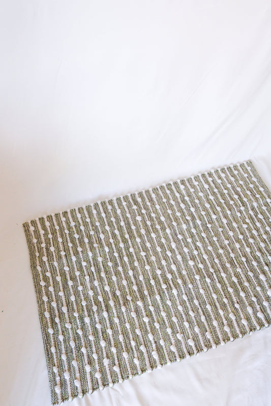 Green Cotton Loop Rug