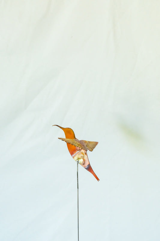 Copper Hummingbird Garden Stake