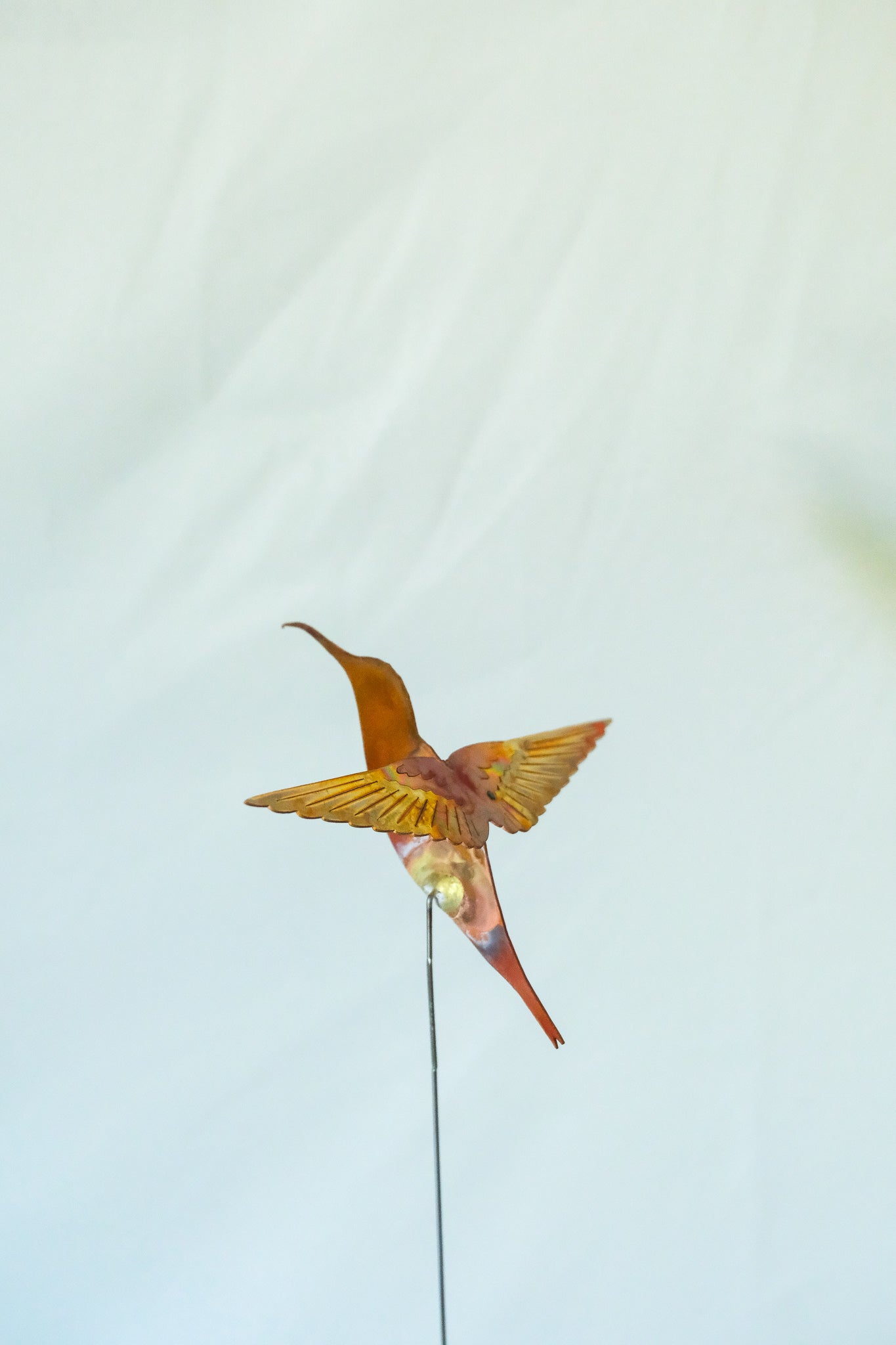 Copper Hummingbird Garden Stake