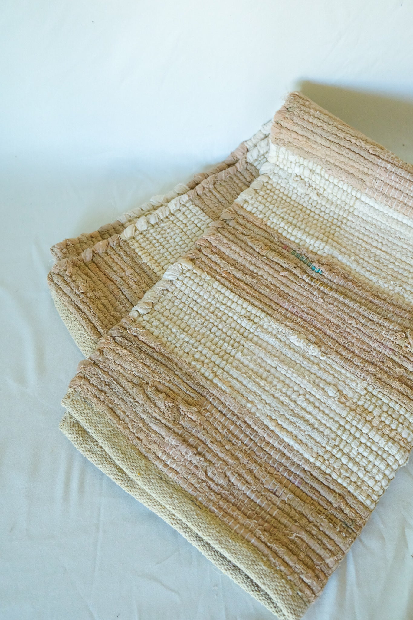 Beige Gingham Check Rug