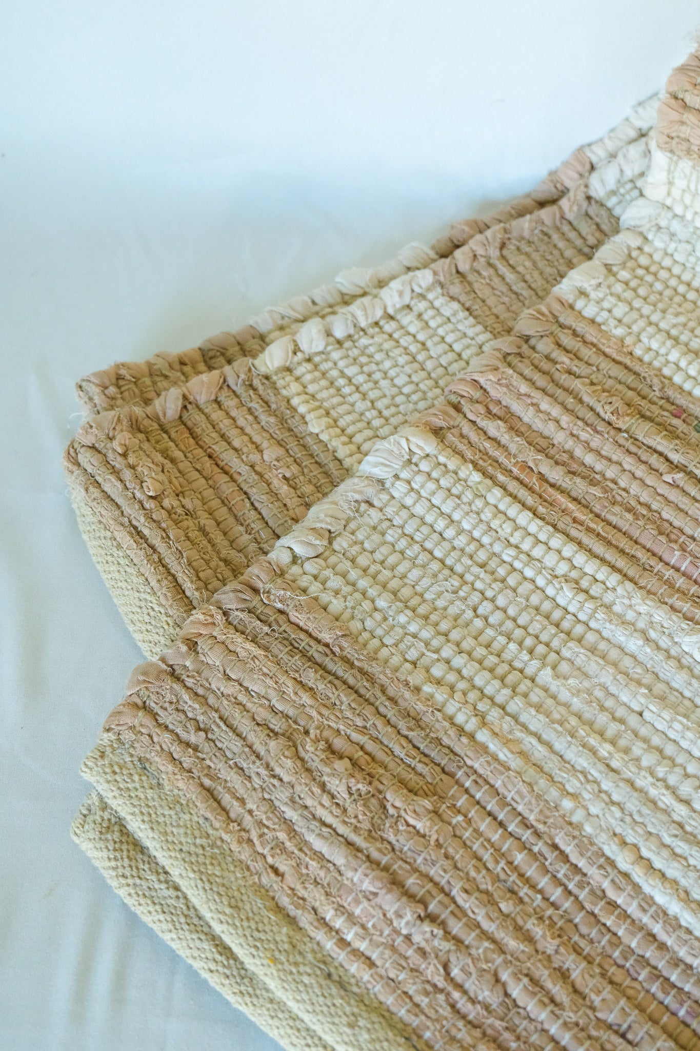 Beige Gingham Check Rug