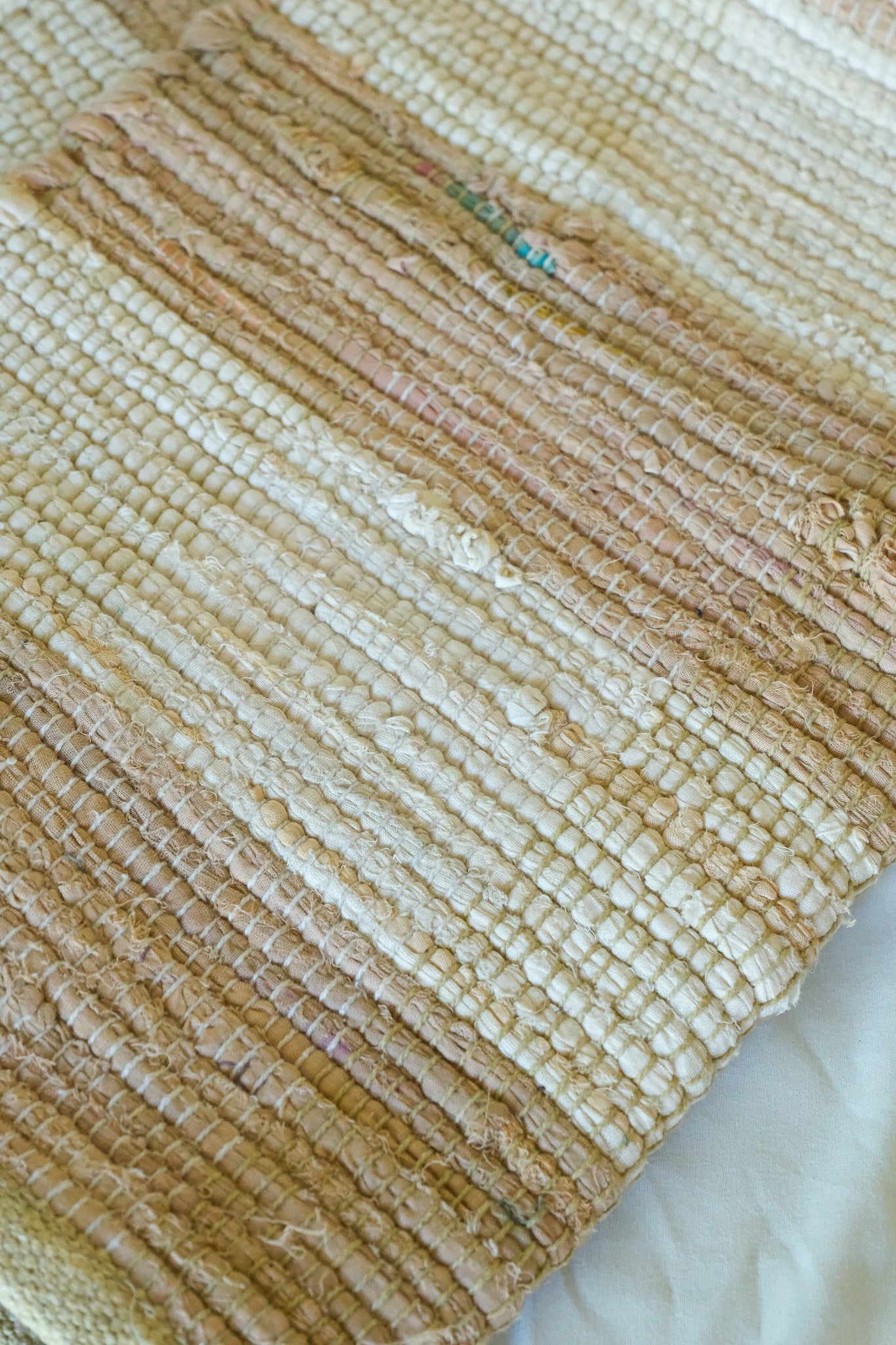 Beige Gingham Check Rug