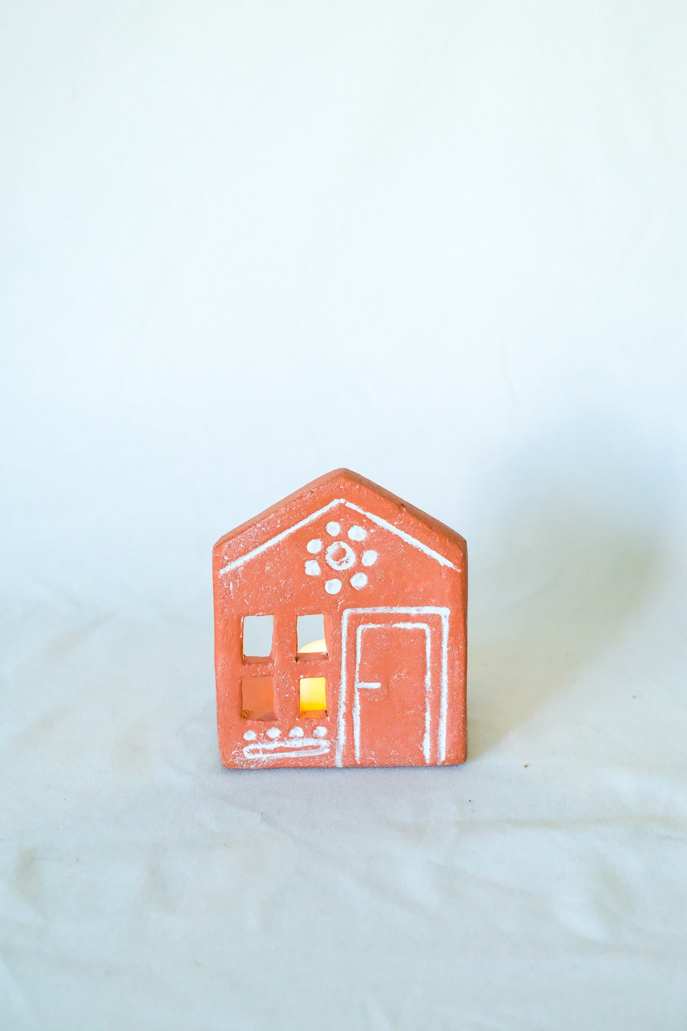 Terra Cotta House Tea Light Holder