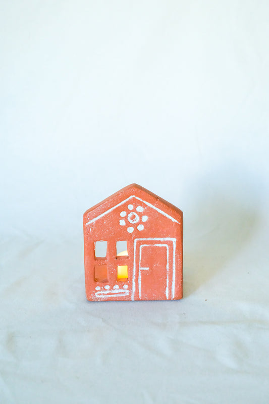 Terra Cotta House Tea Light Holder