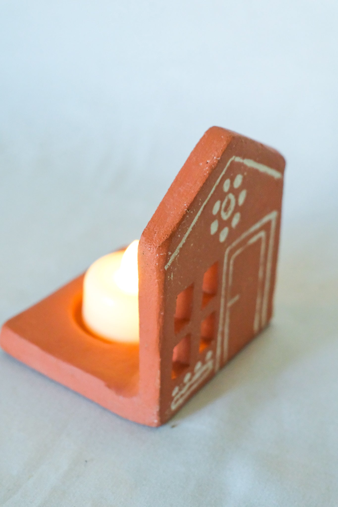 Terra Cotta House Tea Light Holder