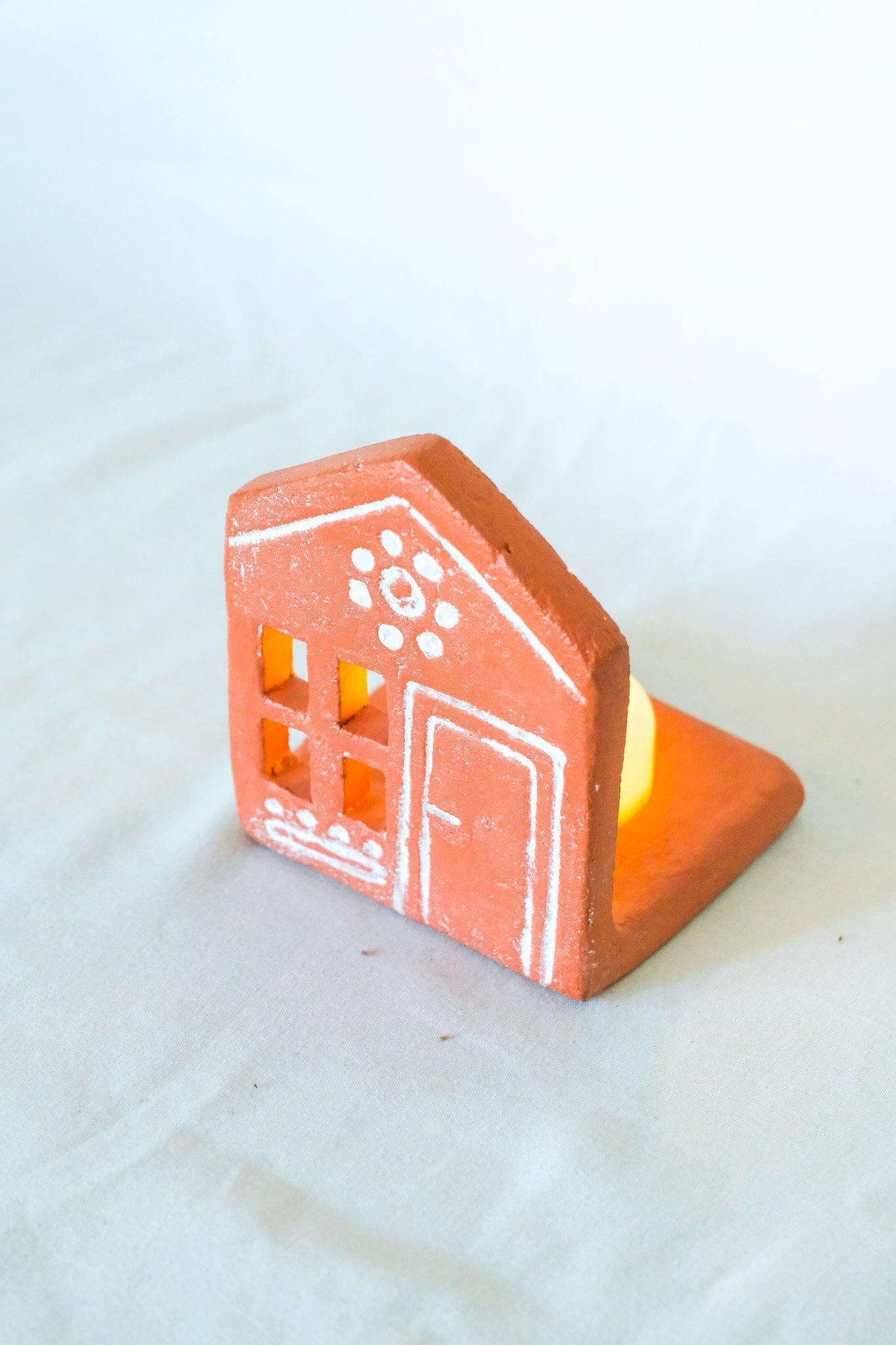 Terra Cotta House Tea Light Holder