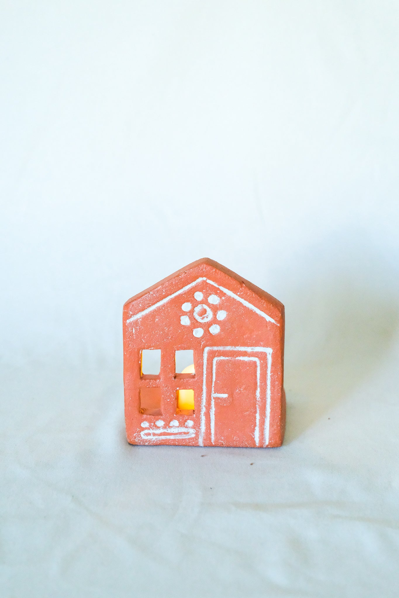 Terra Cotta House Tea Light Holder