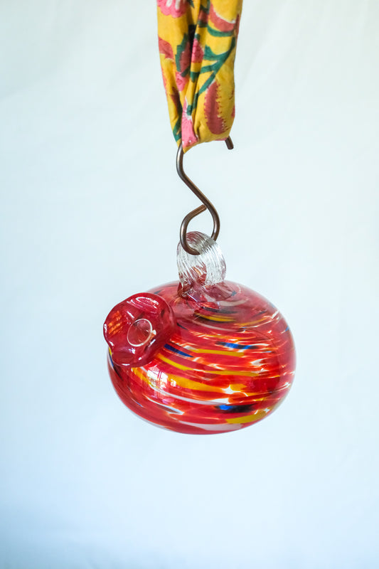 Handblown Glass Hummingbird Feeder
