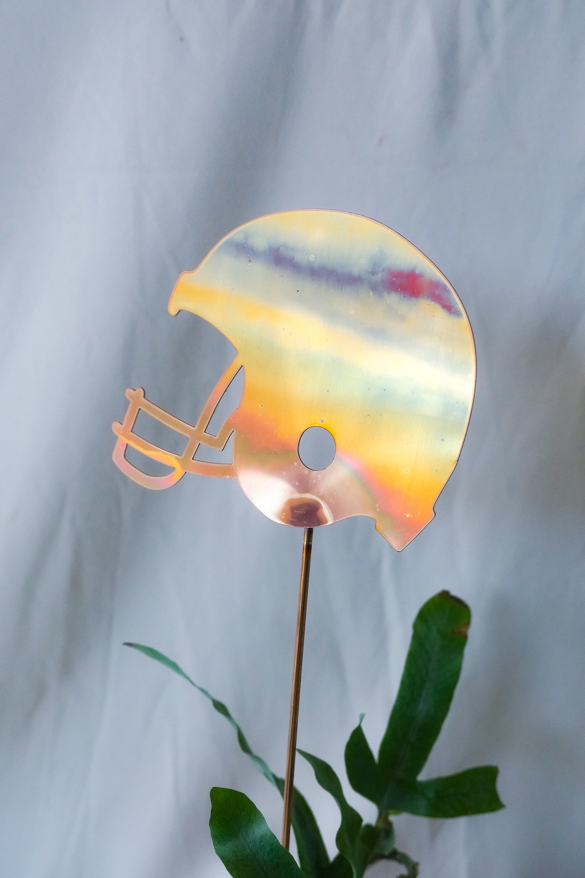 Copper Football Helmet Garden Stake