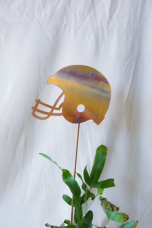 Copper Football Helmet Garden Stake