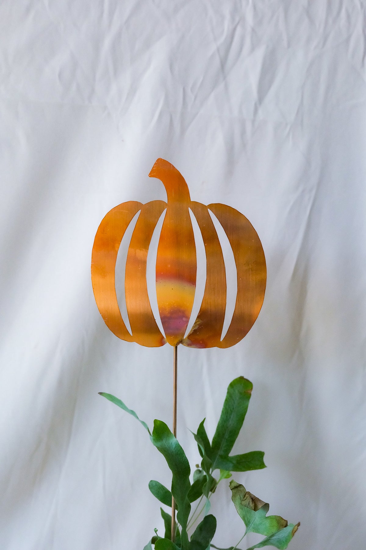 Copper Pumpkin Garden Stake