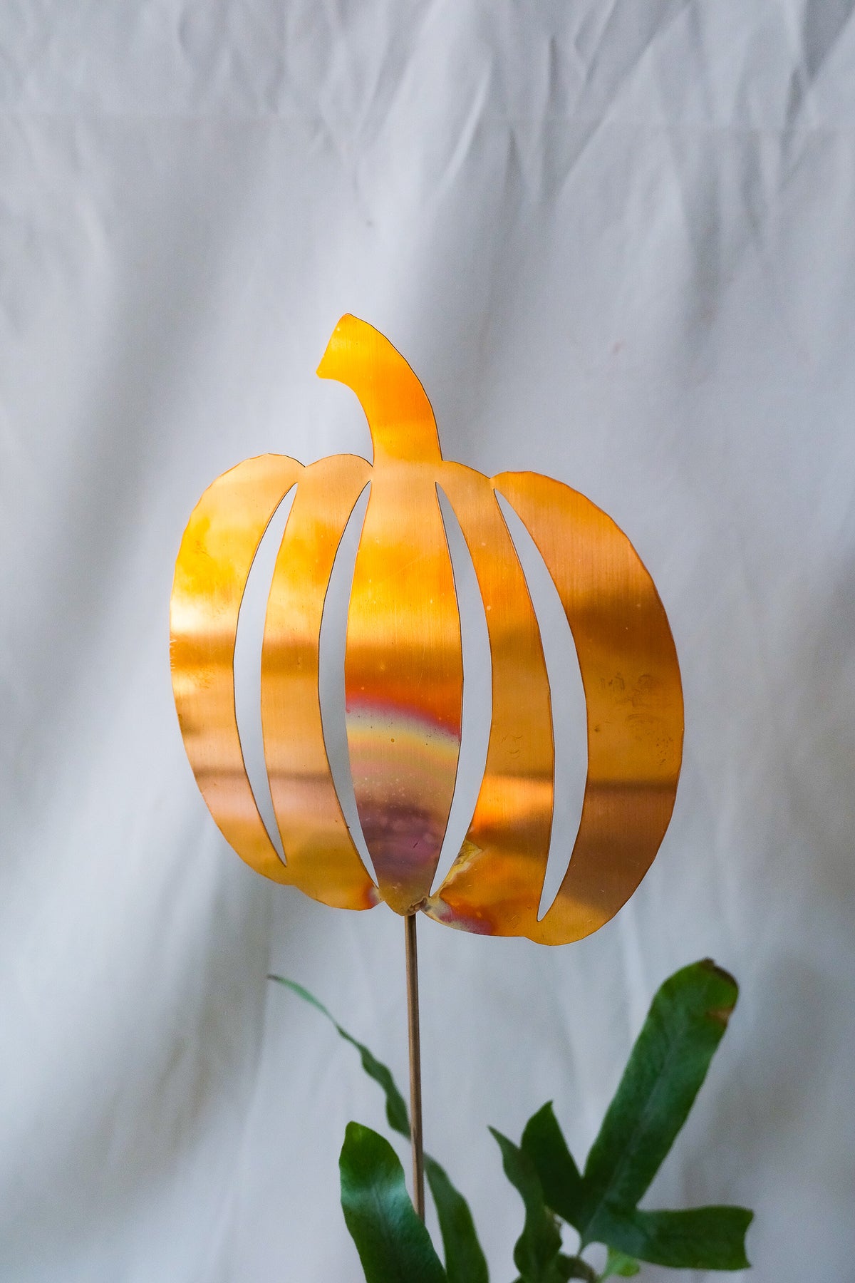 Copper Pumpkin Garden Stake