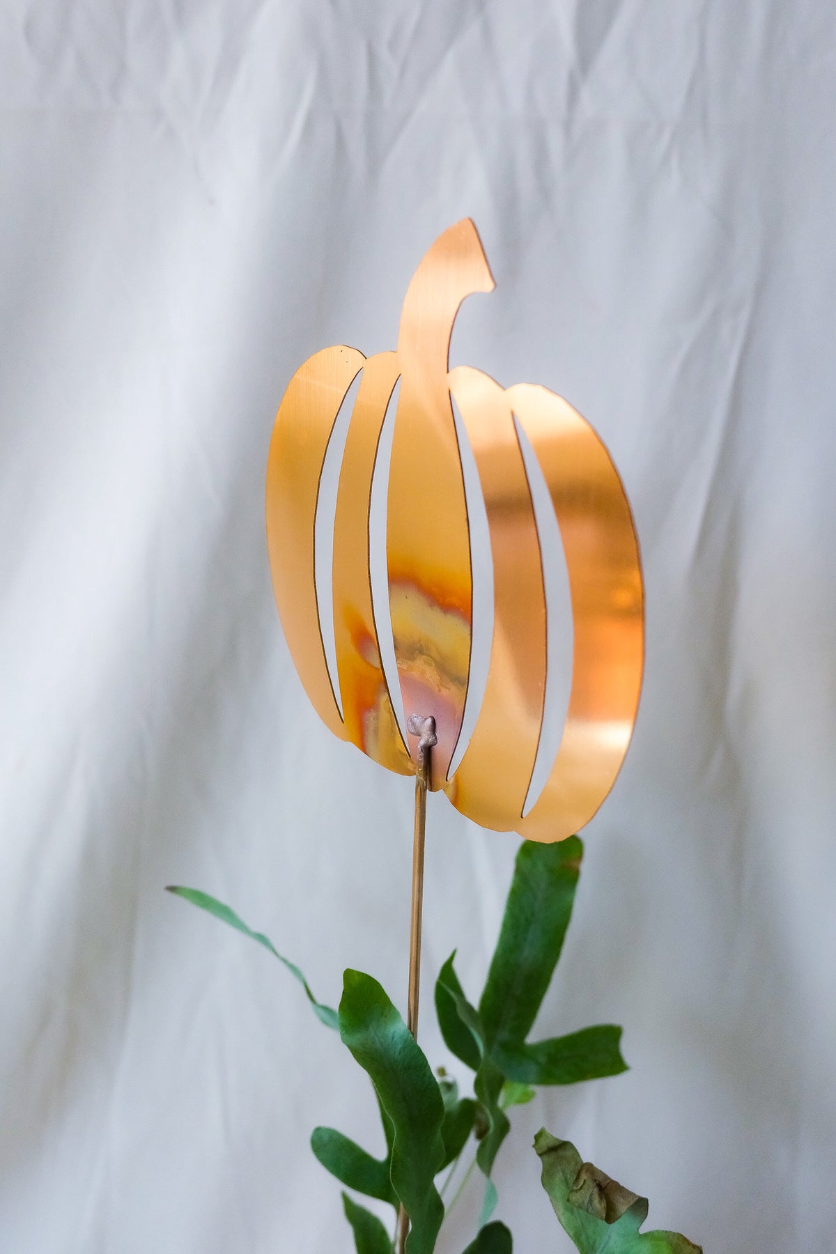 Copper Pumpkin Garden Stake