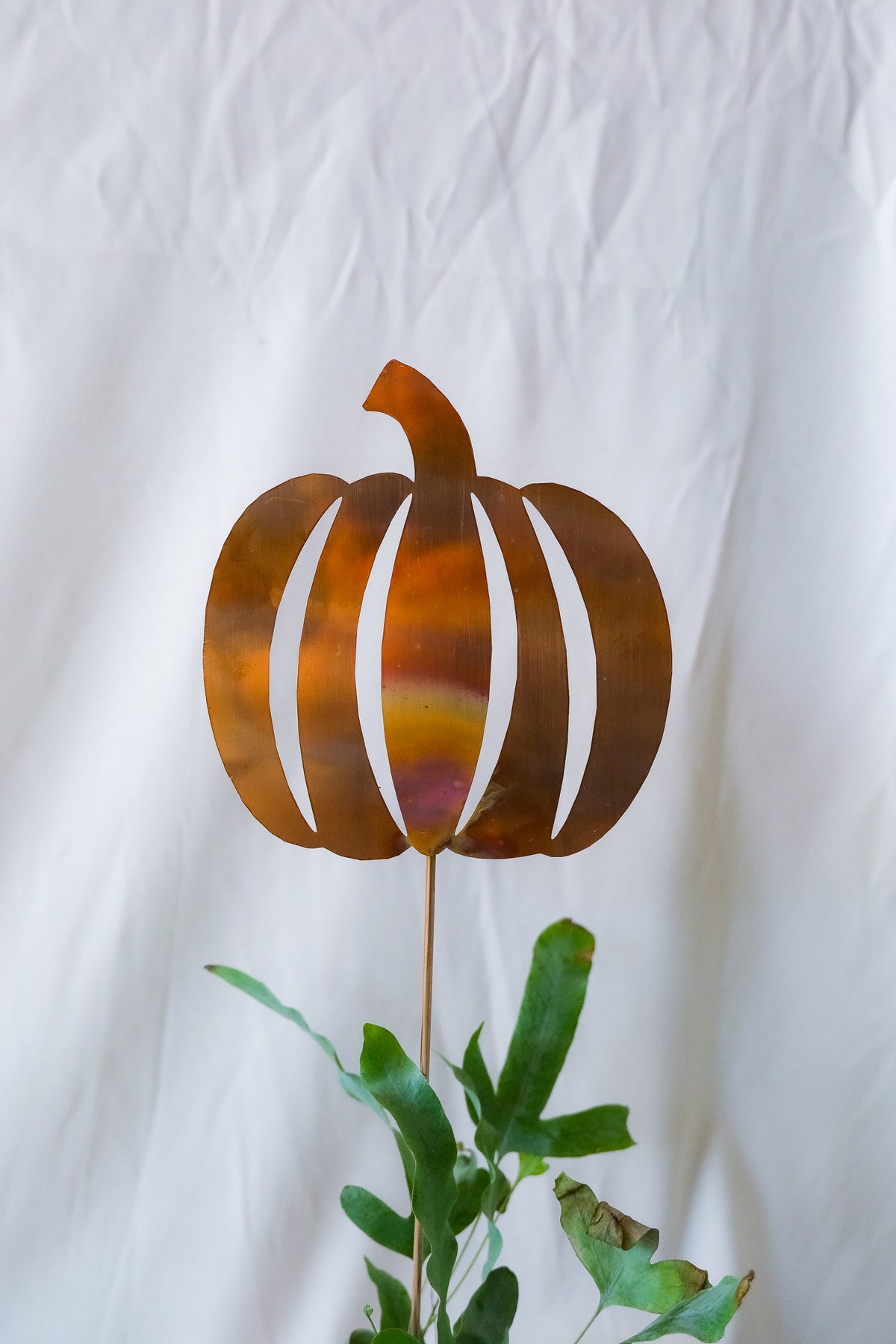 Copper Pumpkin Garden Stake