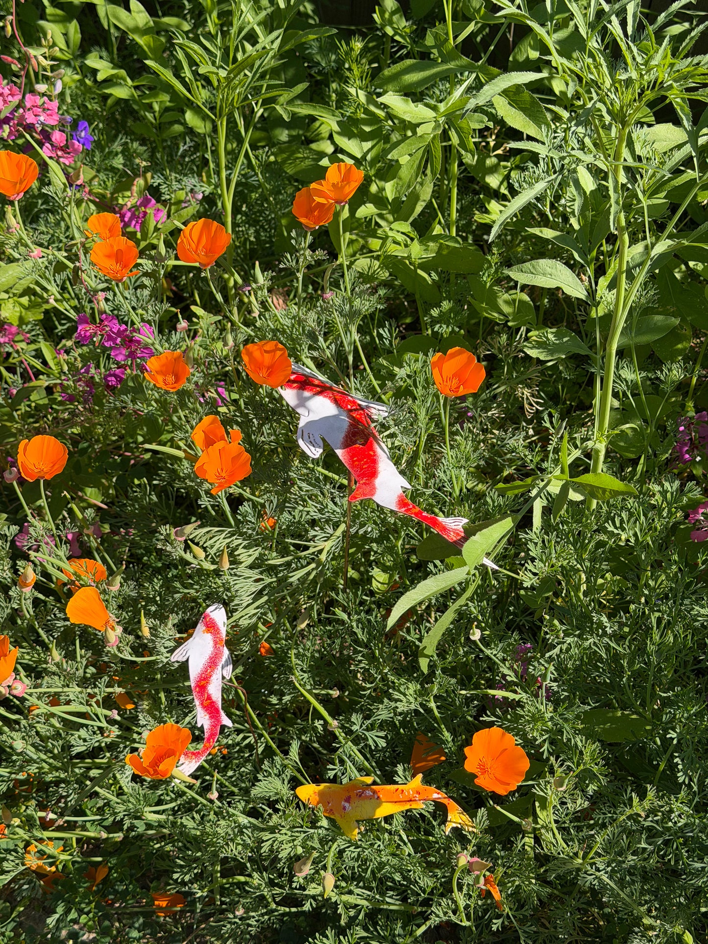 Koi Enamel Garden Stake