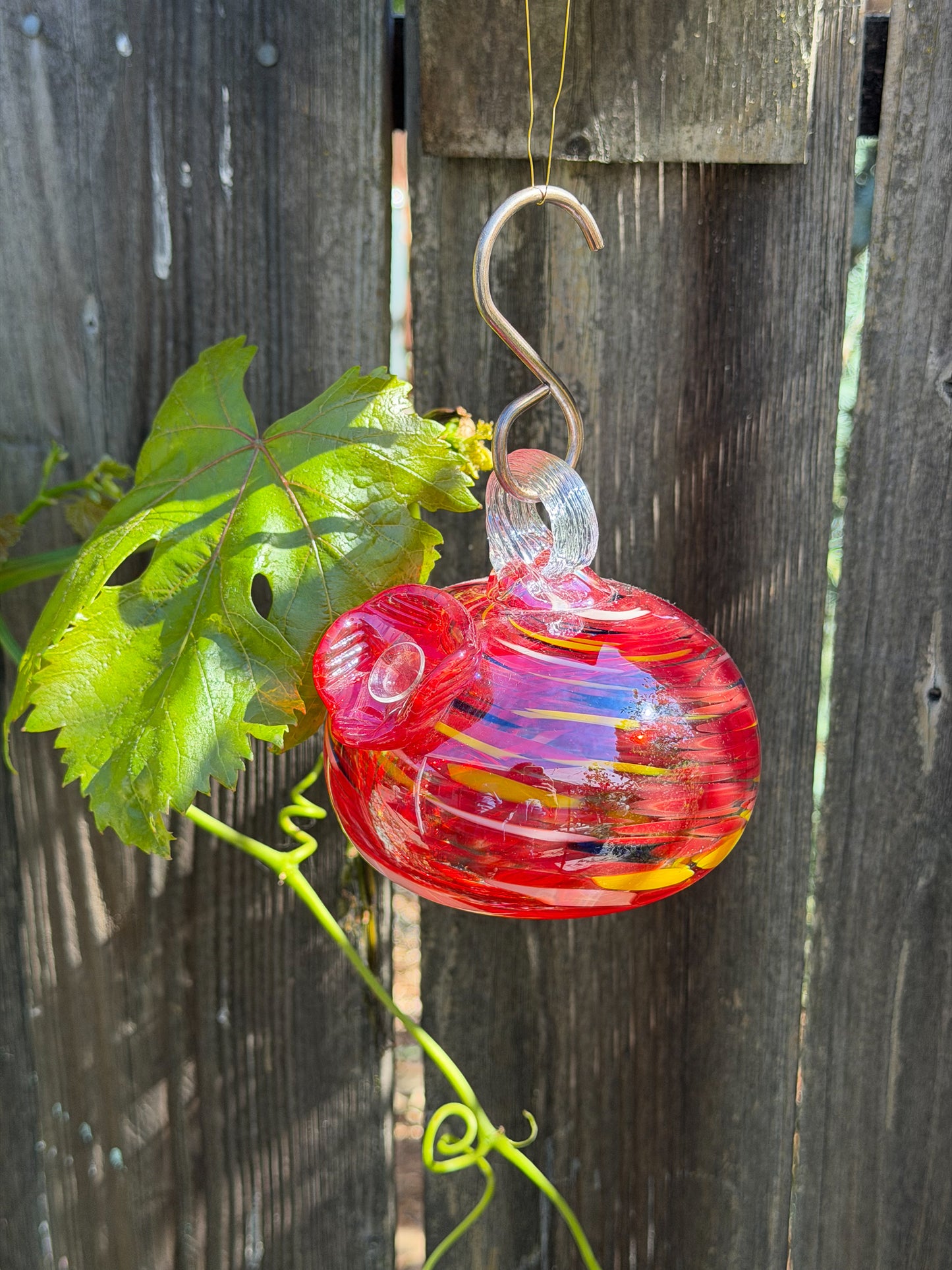 Handblown Glass Hummingbird Feeder